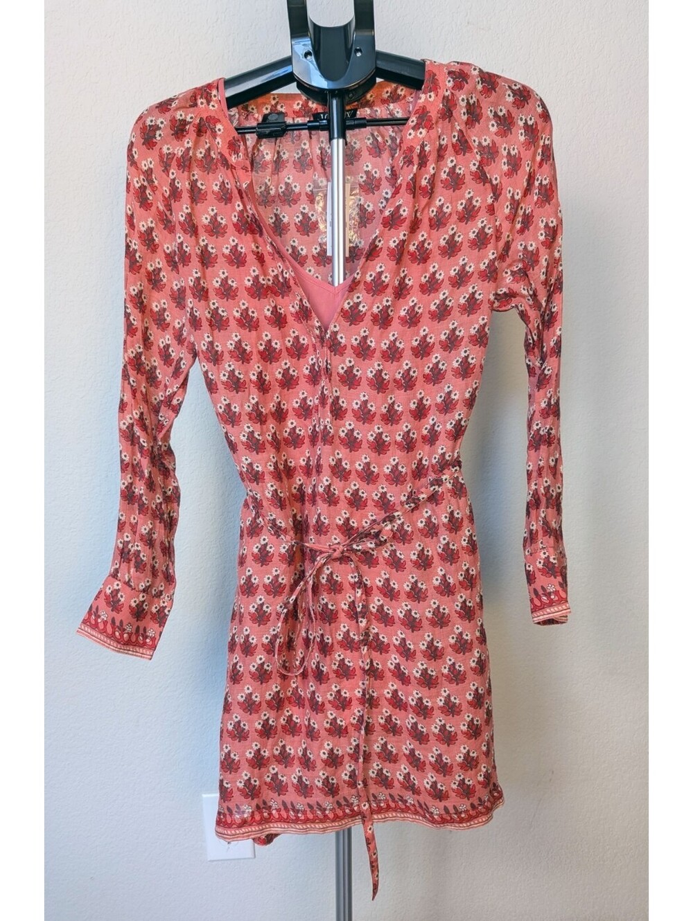 Boho Resortwear J.Crew Coral Block Print Cabana Mini Dress NWT XS